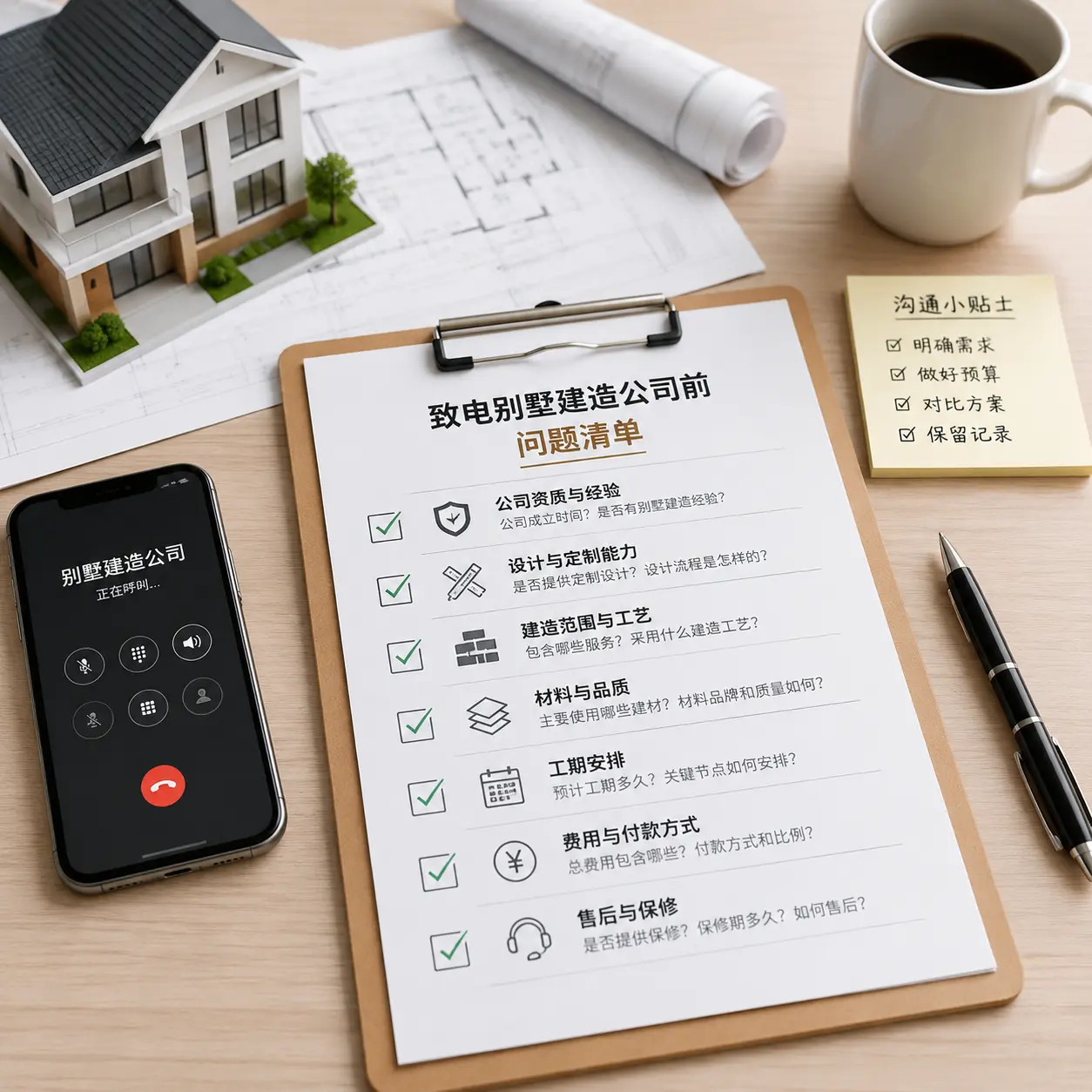 在正安拨打别墅建造公司电话前的准备工作